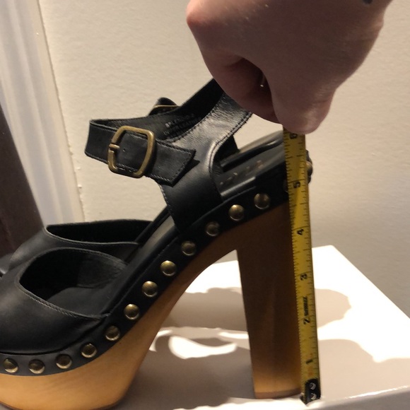 NOWT Browns Brand “MIMOSA” Heeled Leather Open Toe Clog with Studs - Picture 5 of 8